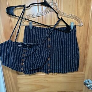 Forever 21 Blue and White Mini Pencil Skirt Set